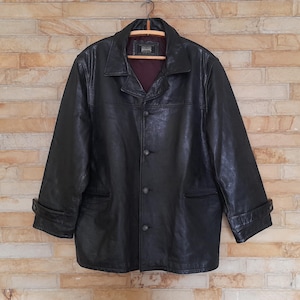 Vintage 90s Classic Mens Real Leather Coat ,French Leather XXXL Leather Jacket ,Territoire City Wear Leather Jacket ,Mens 90s Leather Coat