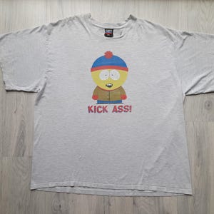 Vintage 90s South Park shirt Size XXL , VTG  worn  cartoon Comedy Central tee , 90s South Park Cartman Kick Ass ! South Park 1999 T-Shirt