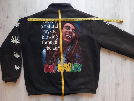 Vintage Bob Marley Rasta Color Zip Jacket , Bob Marley Embroidery