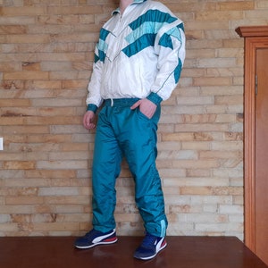 Vintage 90s Multi Color color tracksuit , Rave Techno tracksuit vintage Full Track Suit colorful colorblock ,Track Suit ,Mens M , 90s Track zdjęcie 5