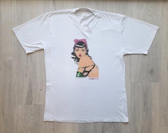 Vintage 90s Fashion Victim Bettie Page Bondage Graphic T