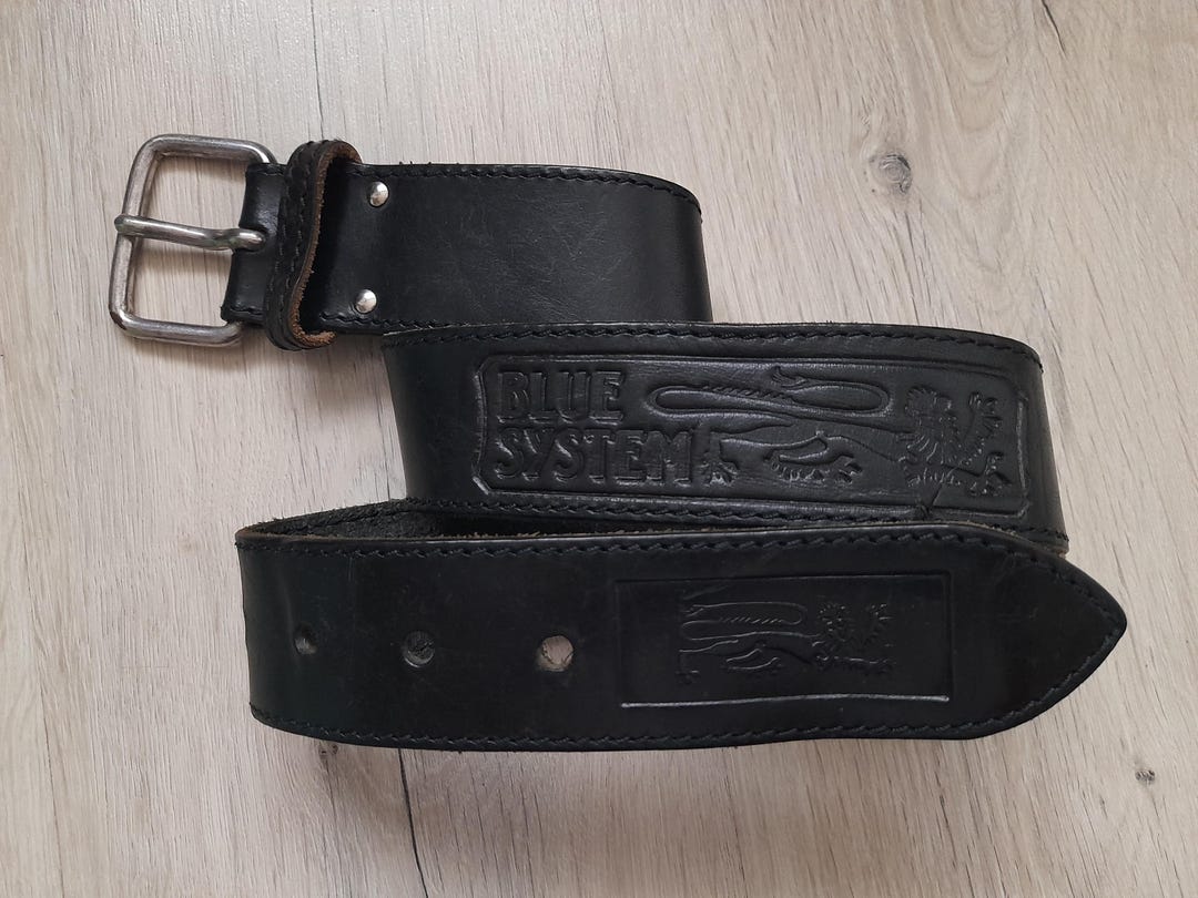 90s Blue System Dragon Lether Belt , Blue System , Embossed
