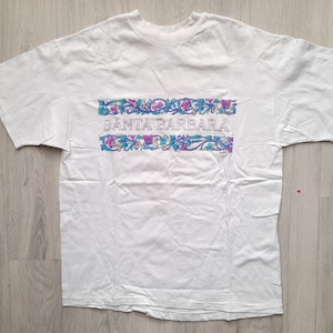 Vintage 90s Santa Barbara California Shirt ,Made in USA ,Single Stitch Shirt ,Souvenir Shirt,Tourist Tee, Graphic Tee,Large ,90s California