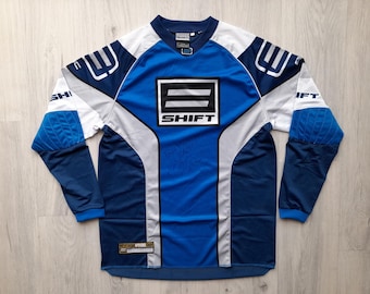 Camiseta de motociclista de carreras Shift vintage, grande, camiseta de motocross de manga larga Shift, camiseta de motocross de manga larga multicolor Retro Racing