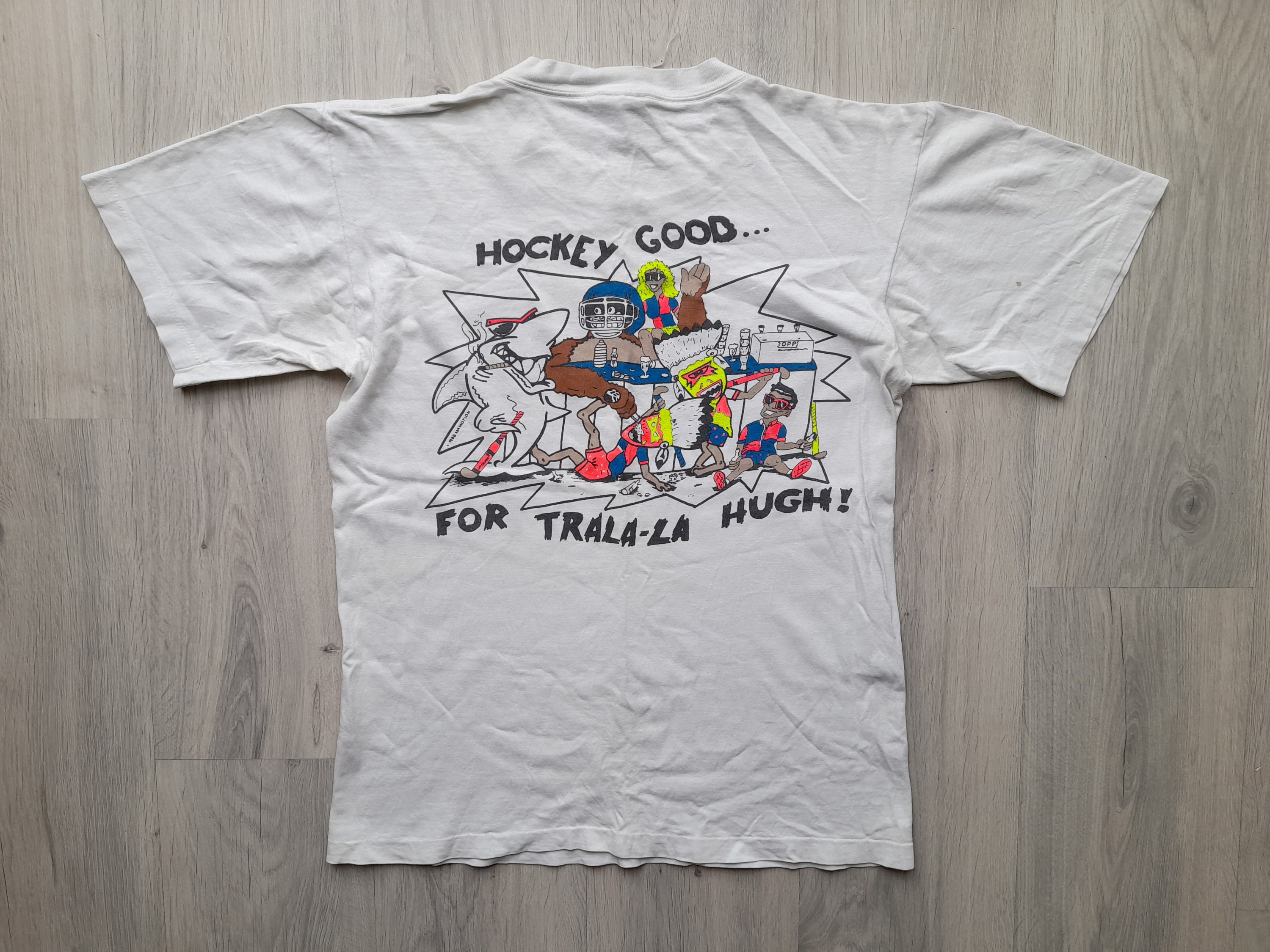 Vintage 80s Hockey Tee ,1988 Oneita Single Stitch Tee ,made