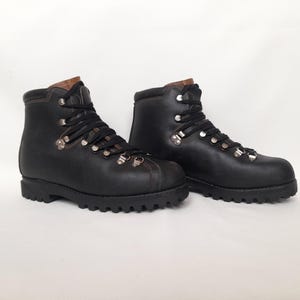 Vintage 80er Jahre Bally Grd BS Schweizer Leder Schwarz Wanderstiefeletten, EU 43, 27 / 5 CM Swiss Made, Kampfstiefel, Wanderleder Schwergewichtsstiefel