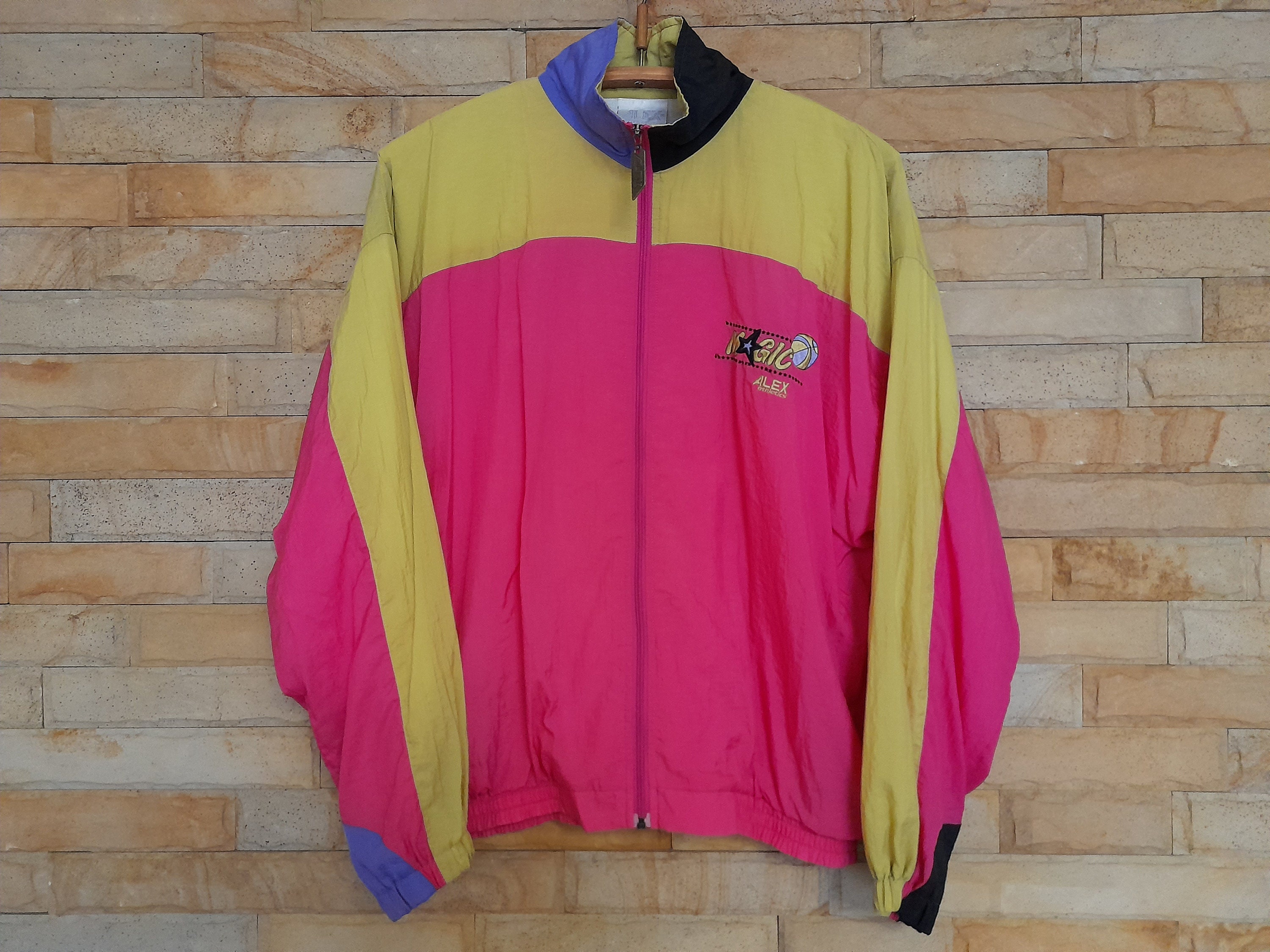 トップス \"90s descent\" track jacket M brownxcream Vintage Track Jacket Maroon White Stripes Adult XL Faded