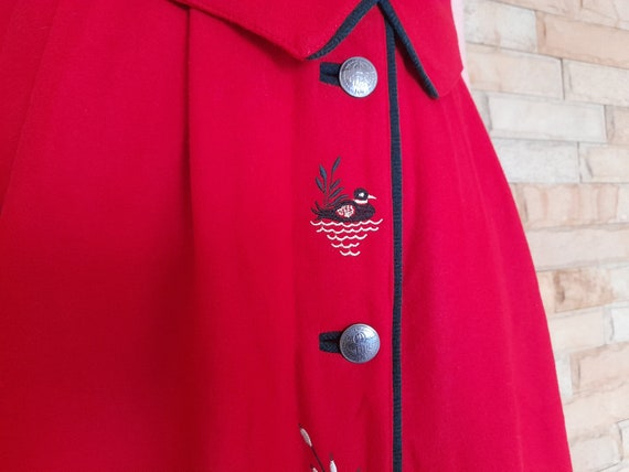Vintage 90s Womens Alphorn Trachtenmode Red dress… - image 6