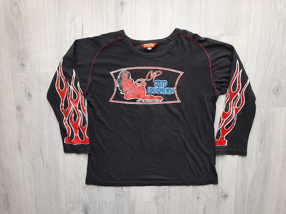 Vintage Pin up Red Devil Girl Long Sleeve Shirt , 90s Coop Devil