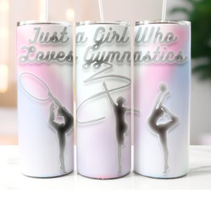Just a Girl Who Loves Gymnastics 3D, 20oz Skinny Tumbler Sublimation Designs, Gymnastics Tumbler Wrap, Gymnastics Lovers Gift, PNG Download