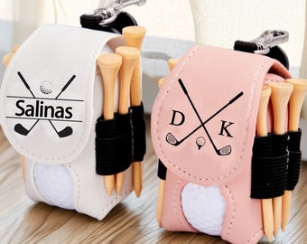 Personalized Golf Ball Bag-Golf Gifts for Him-Golf Ball and Tees Holder-Mini Golf Ball Holder-Leather Golf Pouch-Golf Accessories-Tees Bag