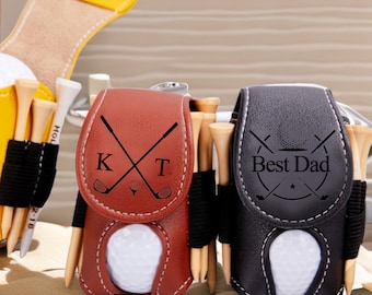 Personalized Golf Ball Bag, Golf Gifts for Him, Golf Ball and Tees Holder, Mini Golf Ball Holder, Leather Golf Pouch, Groomsmens Gift