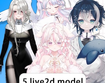 Five Vtuber Model | Live2d Model Bundle | Customizable Live2D Premade Vtuber | Editable & Rigging | Customized