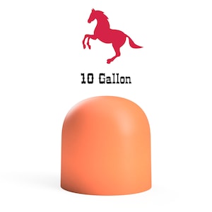 May include: A 10-gallon orange plastic container with a horse silhouette on top.