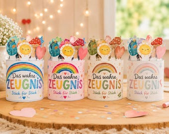 Zeugnisgeschenk Duplo Banderole „Das wahre Zeugnis“ | 4 Designs | 18 liebevolle Botschaften | PDF Download