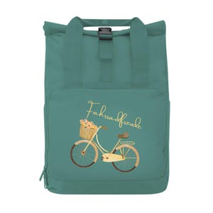 Nachhaltiger Fahrradrucksack Damen, Rucksack aus recycelten PET Flaschen, stylischer Rolltop Backpack Alltag, Fahrrad Geschenk Idee Frau
