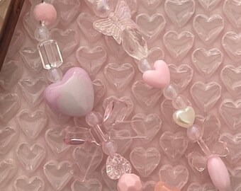 Cute Pink Phone Charm Strap