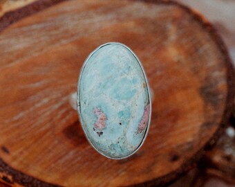 Ring | Ruby in Fuchsite | 925 silver plated