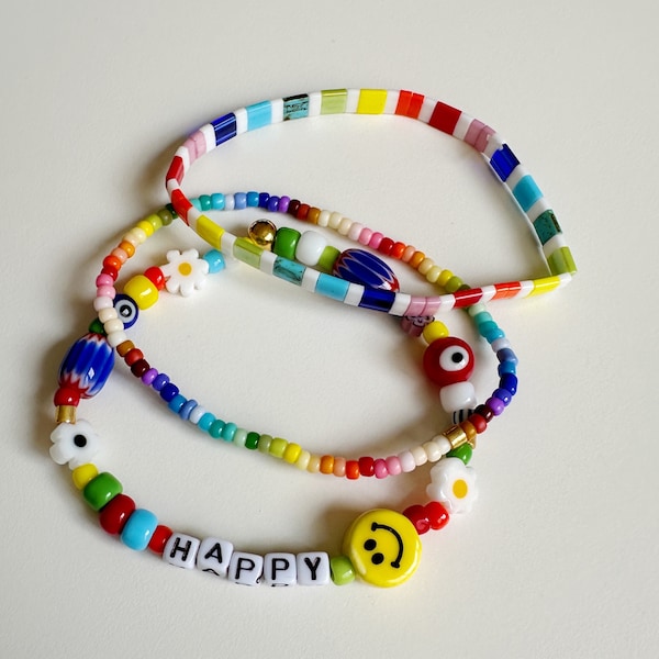 Färbt mich glücklich | Set von 3 handgefertigten Armbändern
