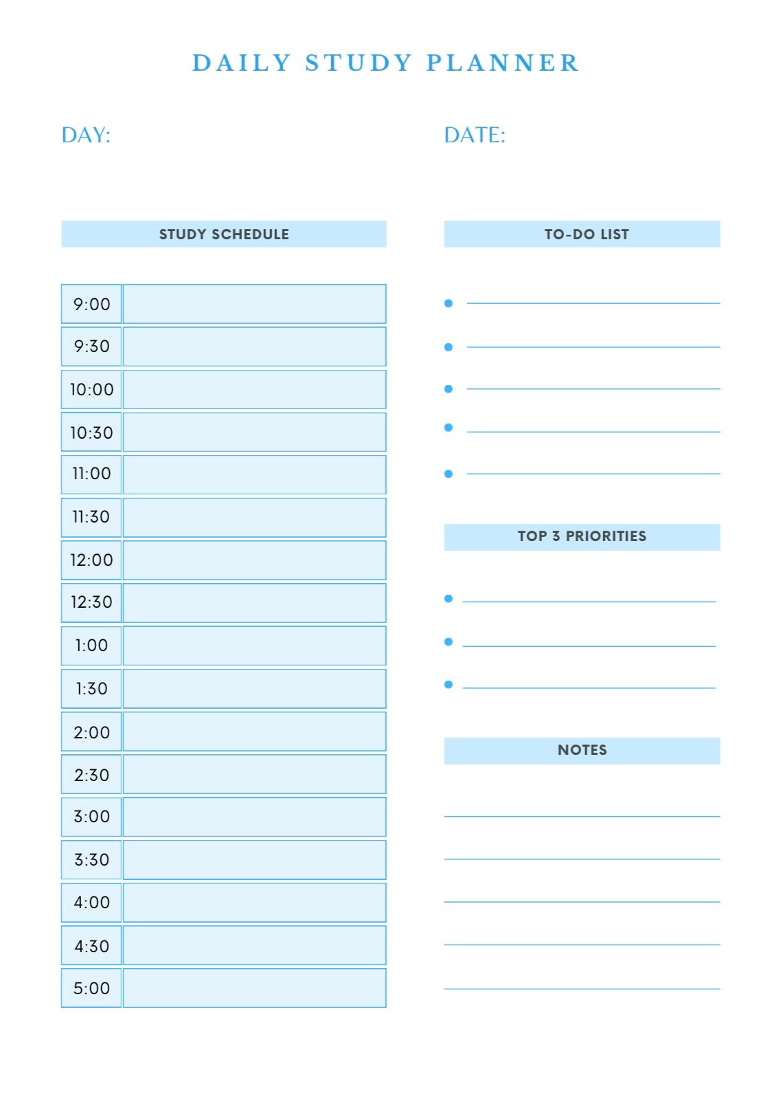 Buy Daily Study Planner Printable, Printable Planner, Printable Student