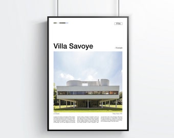 Villa Savoye Architecture Print, Le Corbusier Graphic Design, Modern Illustration Decor, A5 A4 A3 A2