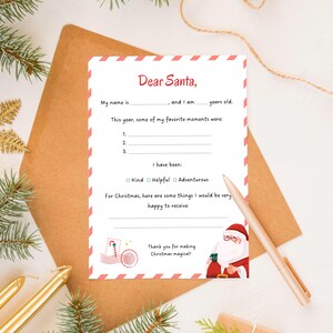 Carta Imprimível para o Papai Noel | Lista de Desejos do Papai Noel | Carta de Natal Fácil de Imprimir | Download Digital Instantâneo