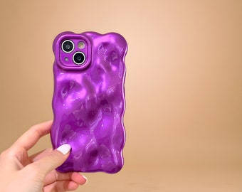 Funda de teléfono con textura brillante, meteorito, burbujas, adecuada para iPhone, protección de cámara, adecuada para iPhone