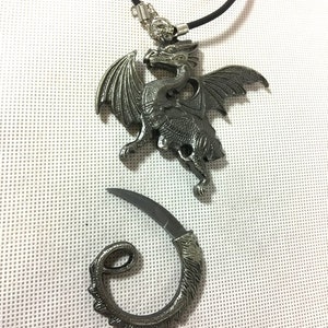 Solid Stainless steel Dragon Knife Necklace Silver Pendant vintage style Great Fantasy Gift idea
