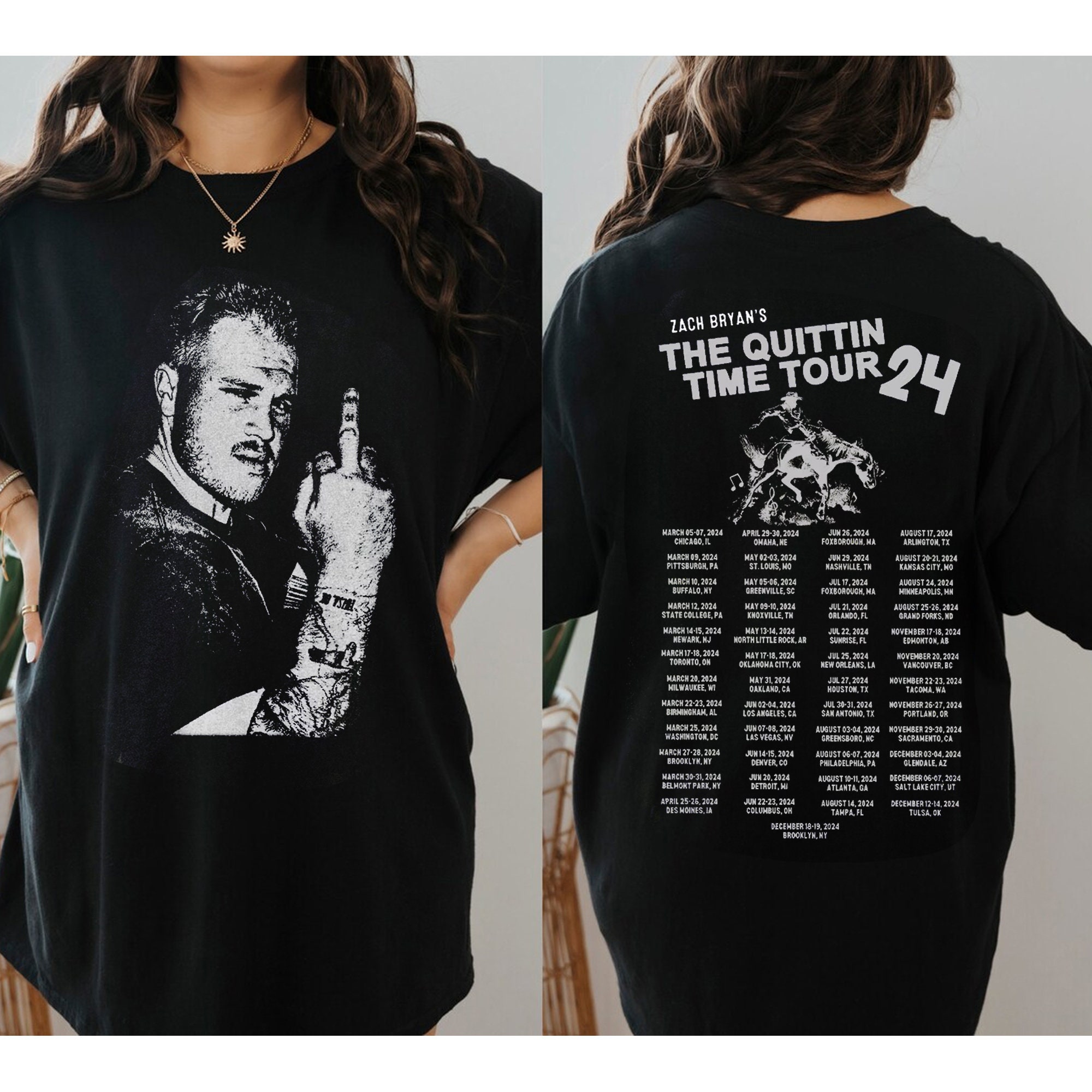 Double Side Zach Bryan The Quittin Time Tour Shirt