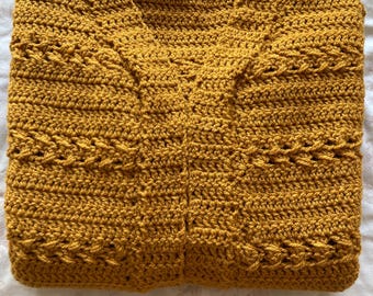 Männer Große handgefertigte Senffarbe häkeln Strickjacke