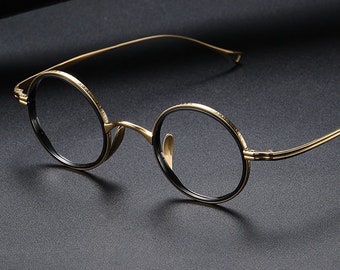 2024 Vintage Runde Titan Brille, Brille - Handgefertigt, Korrekturbrille, optischer Rahmen, Geschenk für Freund, Muttertag