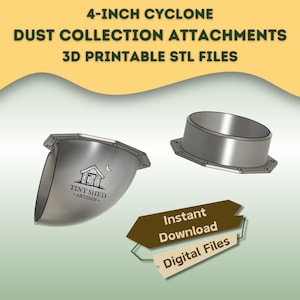 Kit separador de codos y acopladores para recolección de polvo ciclónico de 4 pulgadas para desechos de carpintería - Archivos STL para carpintería