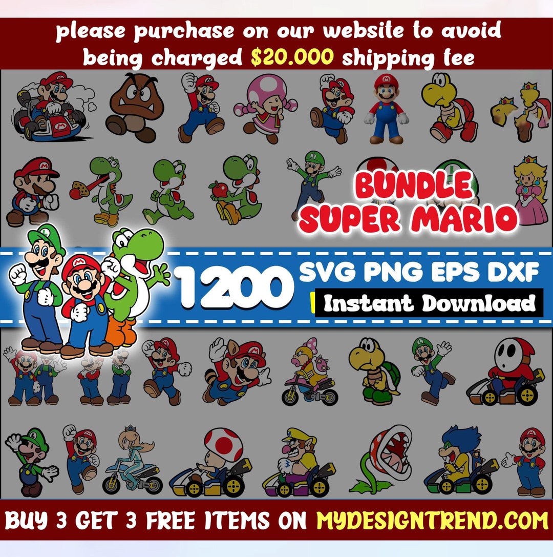 Super Mario Bundle Svg 1200 Png, Super Mario SVG Bundle for Cricut and ...