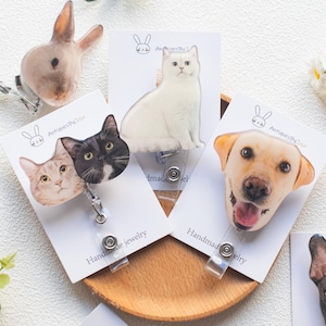 Custom Pet Photo Badge Reel, Personalized Animal  Badge Ree | for Nurse,Office Worker, Doctor, Teacher, Student