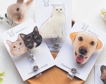 Custom Pet Photo Badge Reel, Personalized Animal  Badge Ree | for Nurse,Office Worker, Doctor, Teacher, Student