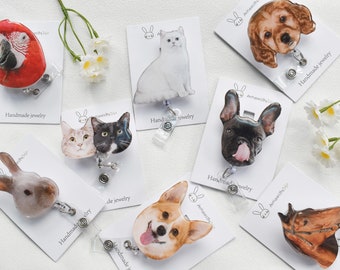 Custom Pet Photo Badge Reel, Personalized Animal  Badge Ree | for Nurse,Office Worker, Doctor, Teacher, Student