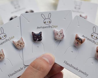 Aangepaste oorbellen huisdierportret | Gepersonaliseerde katten- of hondensieraden ||Meerdere bevestigingsmethoden|Hypoallergene zilveren stiften|Aangepaste kerstcadeaus