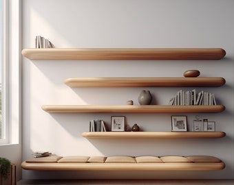 shelf, decorative wall shelf, wooden shelves for kitchen and home bar, natural wood wall shelves