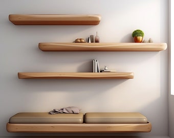 shelf, decorative wall shelf, wooden shelves for kitchen and home bar, natural wood wall shelves