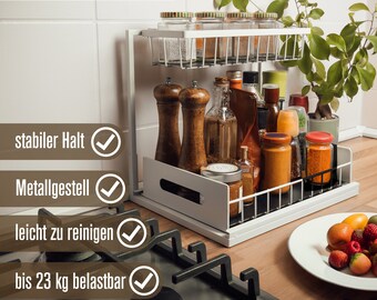 Organizer per cucina, bagno, portaspezie, sistema organizzativo, organizer multifunzionale per cucina e bagno, bianco, nero