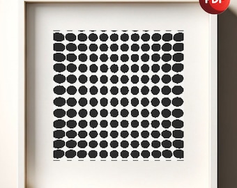 Cross Stitch Pattern PDF Monochrome Optical Illusion Dots Single Color Instant Download