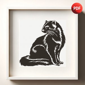 Cross Stitch Pattern PDF Monochrome Black and White Ferrit Single Color Instant Download