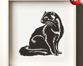 Cross Stitch Pattern PDF Monochrome Black and White Ferrit Single Color Instant Download