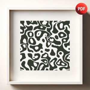 Black and White Cross Stitch Pattern PDF Monochrome Abstract Oil Single Color Instant Download