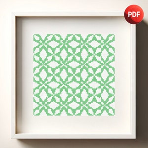 Cross Stitch Pattern PDF Abstract Monochrome Single Color Instant Download