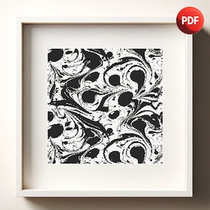 Cross Stitch Pattern PDF Black Shapes Lines Abstract Monochrome Single Color Instant Download