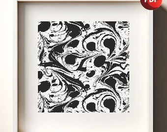 Cross Stitch Pattern PDF Black Shapes Lines Abstract Monochrome Single Color Instant Download