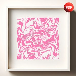 Cross Stitch Pattern PDF Pink Wavy Abstract Monochrome Single Color Instant Download