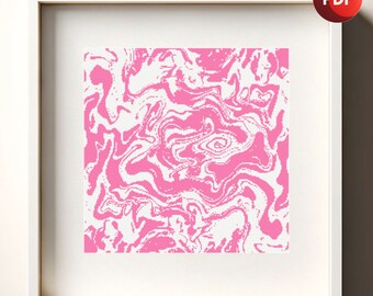 Cross Stitch Pattern PDF Pink Wavy Abstract Monochrome Single Color Instant Download