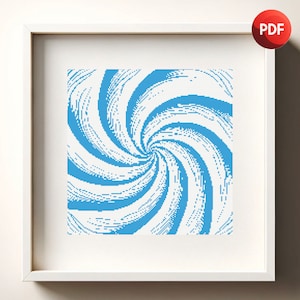 Cross Stitch Pattern PDF Abstract Monochrome Single Color Instant Download